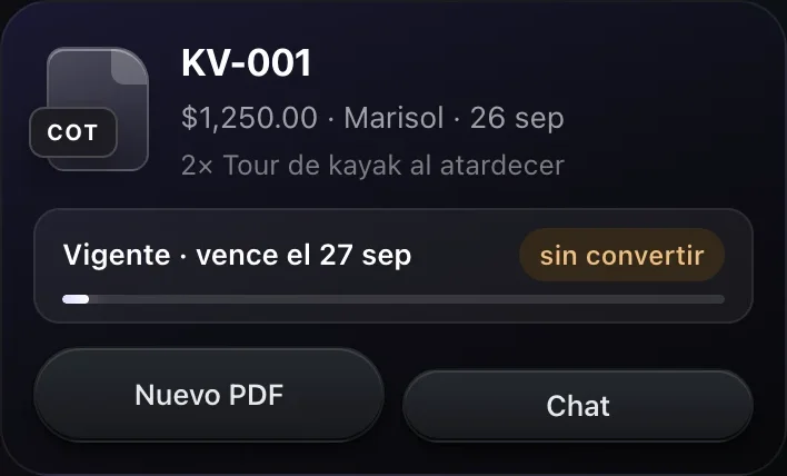 Una cotización en PDF lista para mandar